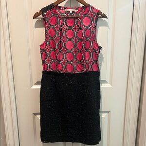 Rachel Rachel Roy Pink Pattern Dress Black Sparkle Skirt Size 8